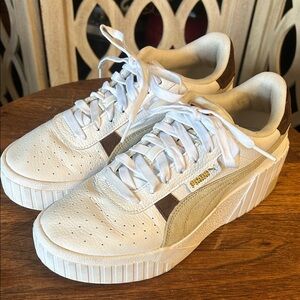 Puma White and Brown Athletic Shoes
